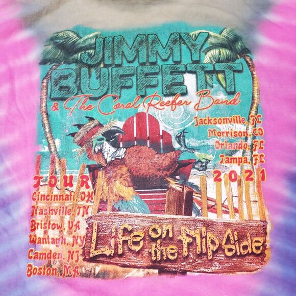 JIMMY BUFFET TIE DYE 2021 CONCERT TOUR T SHIRT LIFE 2XL XXL - Picture 4 of 8